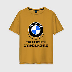 Футболка оверсайз женская BMW Driving Machine, цвет: горчичный
