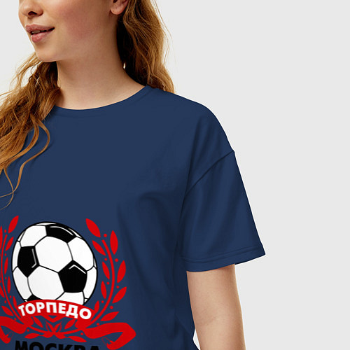 Женская футболка оверсайз ФК Торпедо / Тёмно-синий – фото 3