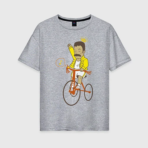 Женская футболка оверсайз Фредди на велосипеде / Меланж – фото 1