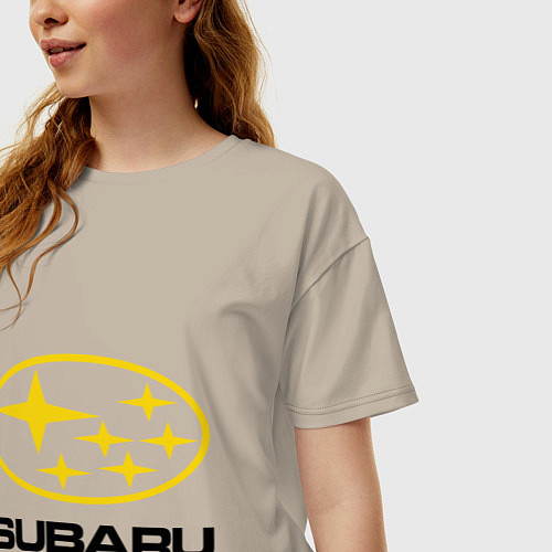 Женская футболка оверсайз Subaru Logo / Миндальный – фото 3