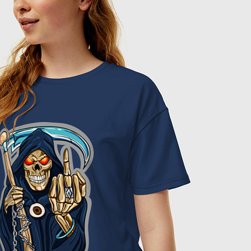 Женская футболка оверсайз Смерть с косой / Тёмно-синий – фото 3