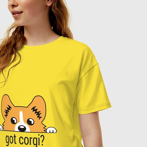 Женская футболка оверсайз Got Corgi / Желтый – фото 3