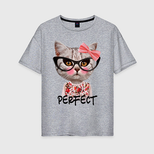 Женская футболка оверсайз Perfect Kitty / Меланж – фото 1