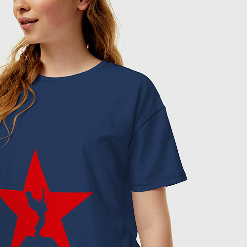 Женская футболка оверсайз Rock Star / Тёмно-синий – фото 3
