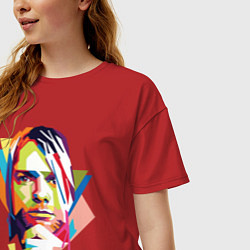 Футболка оверсайз женская Kurt Cobain: Colors, цвет: красный — фото 2