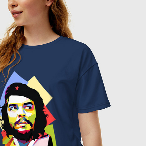 Женская футболка оверсайз Che Guevara Art / Тёмно-синий – фото 3