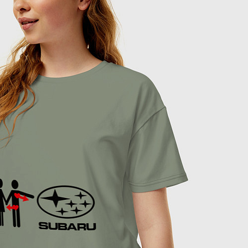 Женская футболка оверсайз I love subaru / Авокадо – фото 3