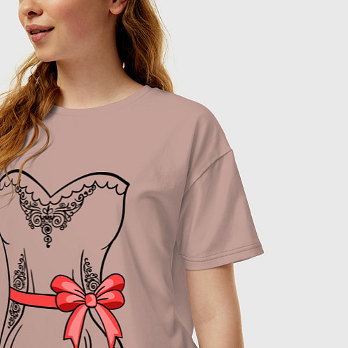 Женская футболка оверсайз Платье невесты / Пыльно-розовый – фото 3