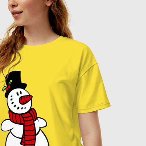 Женская футболка оверсайз Весёлый снеговик / Желтый – фото 3
