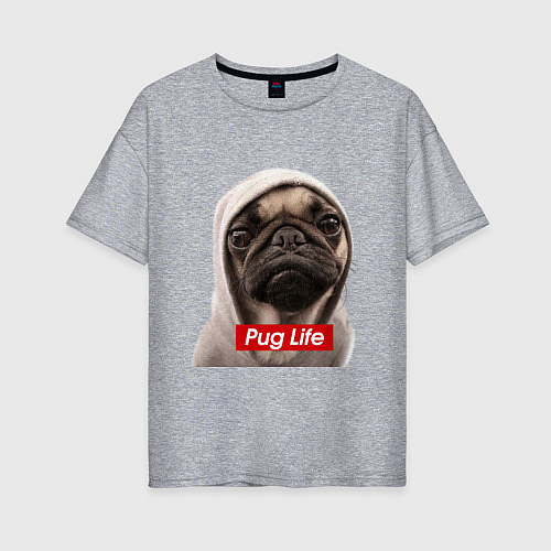 Женская футболка оверсайз Pug life / Меланж – фото 1