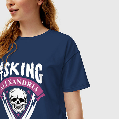 Женская футболка оверсайз Asking Alexandria: Skull Fang / Тёмно-синий – фото 3