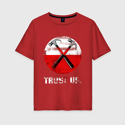 Женская футболка оверсайз Pink Floyd: Trust us / Красный – фото 1