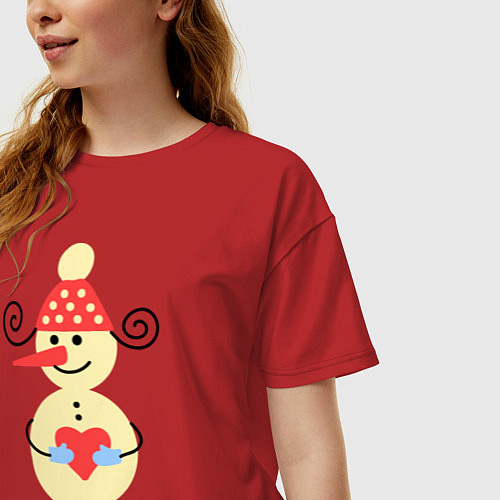 Женская футболка оверсайз Снеговик / Красный – фото 3