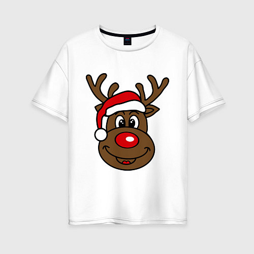 Женская футболка оверсайз Рождественский олень / Белый – фото 1