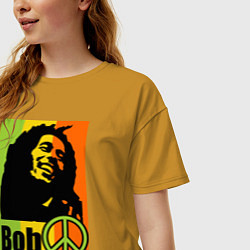 Футболка оверсайз женская Bob Marley: Jamaica, цвет: горчичный — фото 2