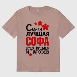 Футболка оверсайз женская Самая лучшая Софа, цвет: пыльно-розовый