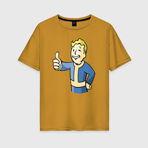 Женская футболка оверсайз Fallout vault boy / Горчичный – фото 1