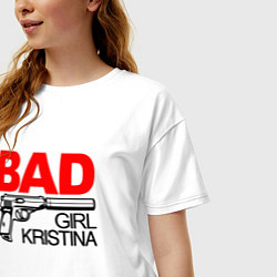 Футболка оверсайз женская Bad girl Kristina, цвет: белый — фото 2