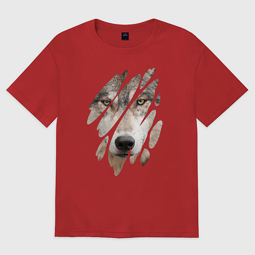 Женская футболка оверсайз Волк - моё второе Я / Красный – фото 1