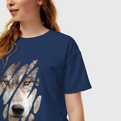 Футболка оверсайз женская Волк - моё второе Я, цвет: тёмно-синий — фото 2