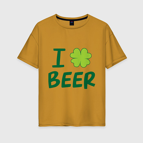 Женская футболка оверсайз Love beer / Горчичный – фото 1