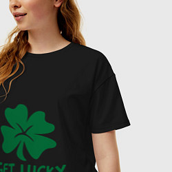 Футболка оверсайз женская Get lucky, цвет: черный — фото 2