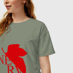 Футболка оверсайз женская Евангелион NERV, цвет: авокадо — фото 2