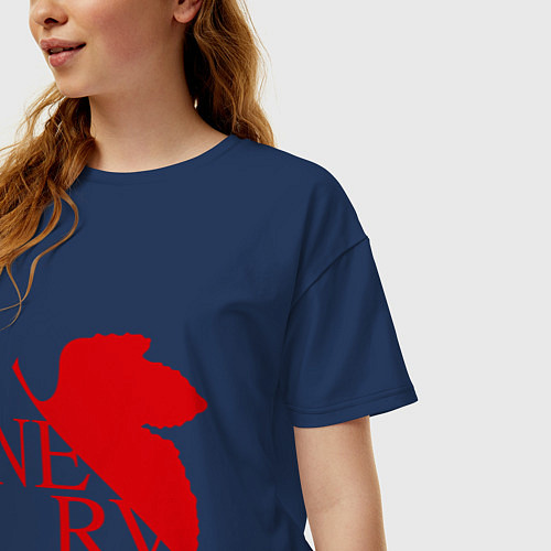 Женская футболка оверсайз Евангелион NERV / Тёмно-синий – фото 3