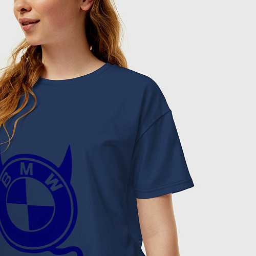 Женская футболка оверсайз Bmw / Тёмно-синий – фото 3