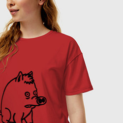 Футболка оверсайз женская Pig, цвет: красный — фото 2