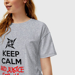 Футболка оверсайз женская Keep Calm & Justice For All, цвет: меланж — фото 2