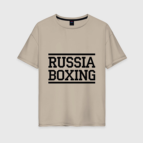 Женская футболка оверсайз Russia boxing / Миндальный – фото 1