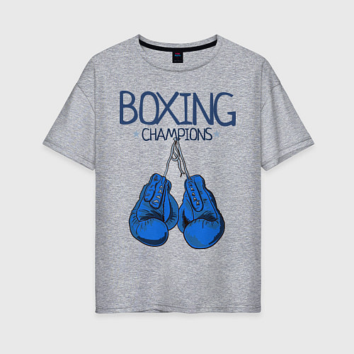 Женская футболка оверсайз Boxing champions / Меланж – фото 1