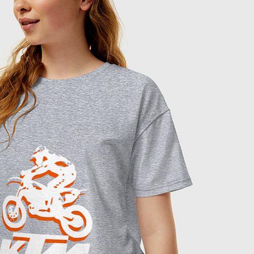 Женская футболка оверсайз KTM белый / Меланж – фото 3