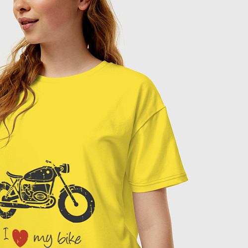 Женская футболка оверсайз Люблю свой байк / Желтый – фото 3