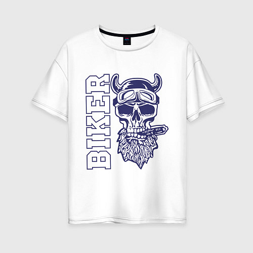 Женская футболка оверсайз Biker / Белый – фото 1