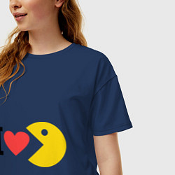 Футболка оверсайз женская I love Packman, цвет: тёмно-синий — фото 2