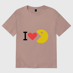 Футболка оверсайз женская I love Packman, цвет: пыльно-розовый