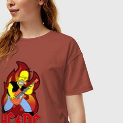 Футболка оверсайз женская AC/DC Homer, цвет: кирпичный — фото 2
