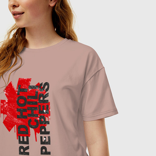 Женская футболка оверсайз Red Hot Chili Peppers / Пыльно-розовый – фото 3
