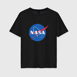 Футболка оверсайз женская NASA: Logo, цвет: черный