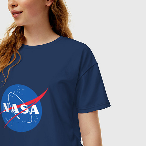 Женская футболка оверсайз NASA: Logo / Тёмно-синий – фото 3