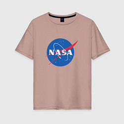 Футболка оверсайз женская NASA: Logo, цвет: пыльно-розовый
