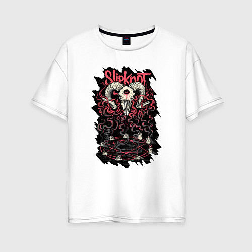 Женская футболка оверсайз Slipknot Pentagram / Белый – фото 1