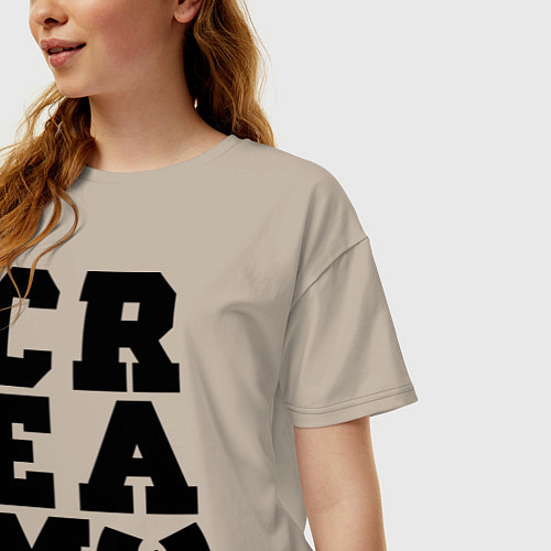 Женская футболка оверсайз Wu tang clan / Миндальный – фото 3