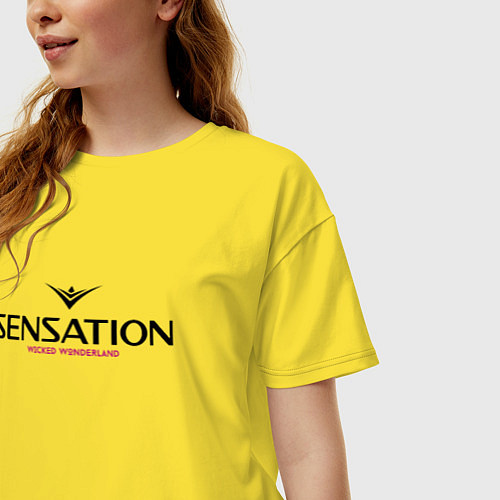 Женская футболка оверсайз Sensation: Wicked Wonderland / Желтый – фото 3