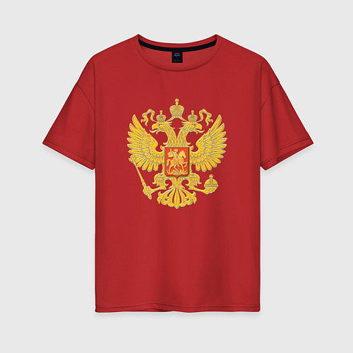 Женская футболка оверсайз Герб России: золото / Красный – фото 1