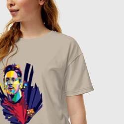 Футболка оверсайз женская Messi Art, цвет: миндальный — фото 2