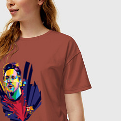 Футболка оверсайз женская Messi Art, цвет: кирпичный — фото 2