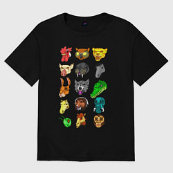 Футболка оверсайз женская Hotline Miami Masks, цвет: черный